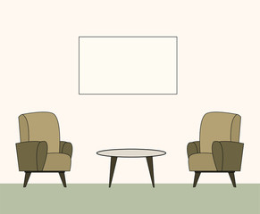 Vector illustration, interior, chair in the room.