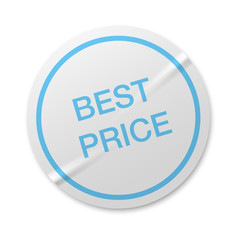 White Realistic Sticker Blank with Blue Text