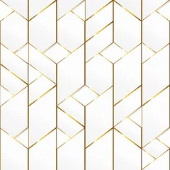 Crédence de cuisine en verre imprimé Or abstrait géométrique modèle sans couture de mosaïque de cadre doré