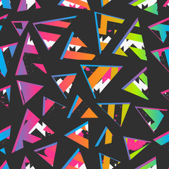 Funky geometric triangle pattern with grunge effect
