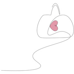 I love shopping bag, line drawing vector illustration