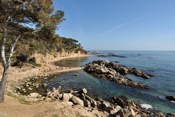 Fototapeta na wymiar Cala Estreta beach, Palamos, Costa Brava, Girona province, Catalonia, Spain