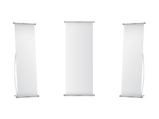 Indoor Blank L-Stand Banner for design presentation. Vector illustration on white background