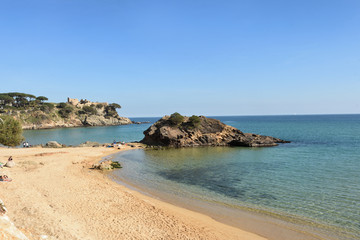 La Fosca beach in Palamos, Costa Brava, Girona province, Catalonia, Spain