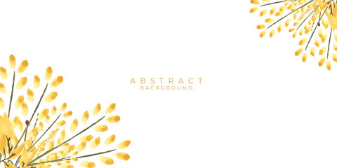 Yellow gold orange white floral leaves watercolor background. Vector illustration design for presentation, banner, cover, web, flyer, card, poster, wallpaper, texture, slide, magazine, and powerpoint.