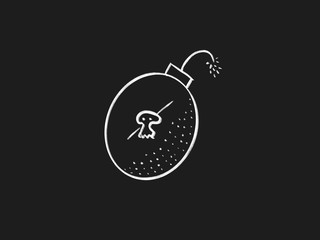 Draw bombs on black paper isolate. 