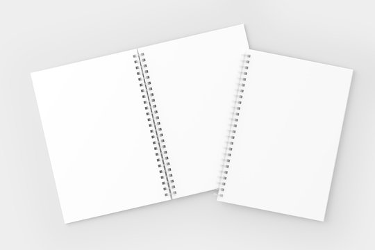 A4/A5/A6 Spiral Notebook White Blank 3D Rendered Mockup