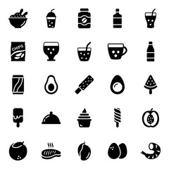  Bakery Food and Drinks Solid Icons Pack 