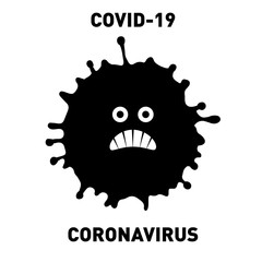 Vector icon sign of COVID-19 nCoV virus. New Coronavirus outbreak from Wuhan, China in 2019. Cartoon angry virus concept isolated on white background.