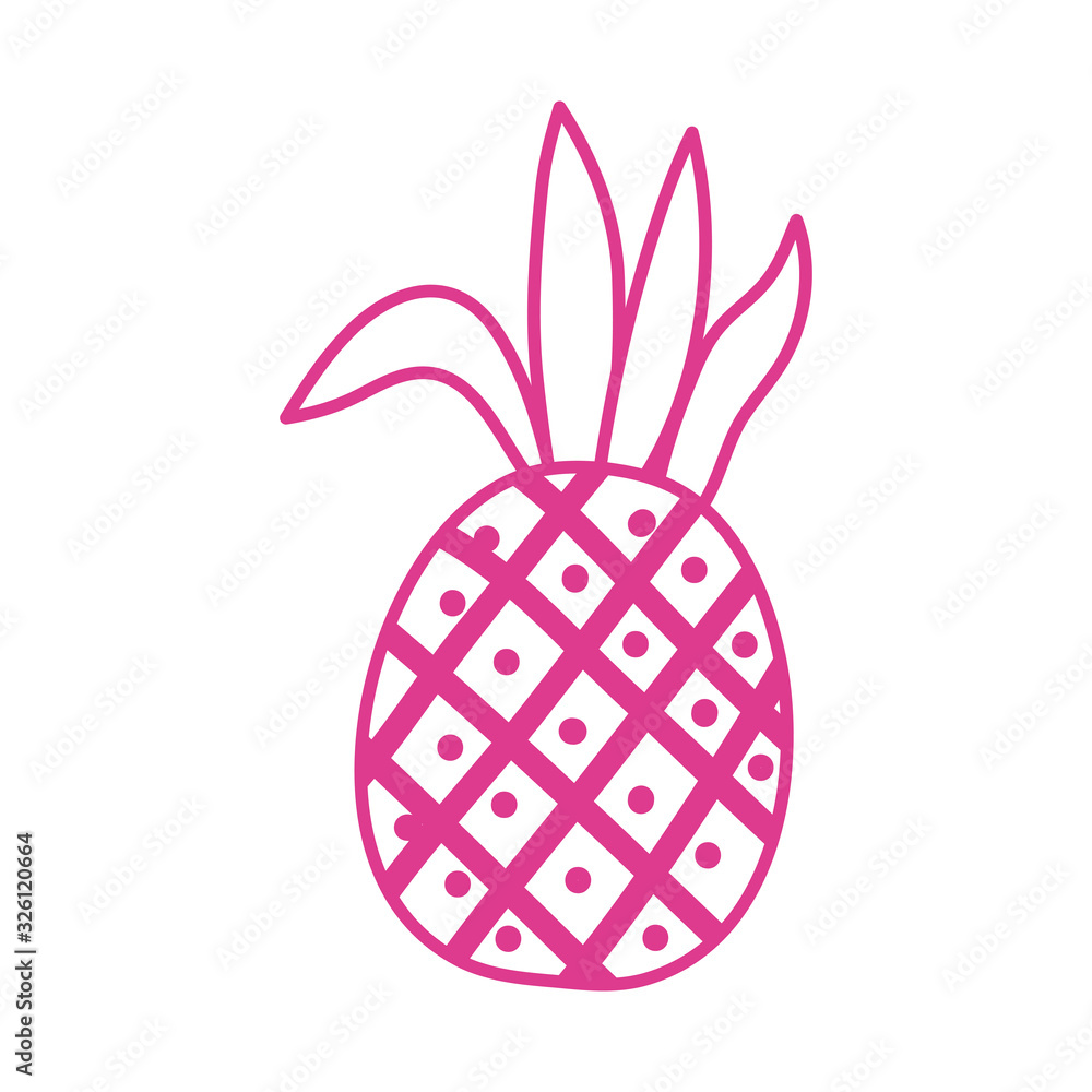 Sticker sweet pineapple fruit isolated icon