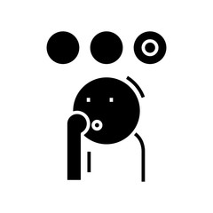 Answering black icon, concept illustration, vector flat symbol, glyph sign.