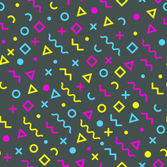 Memphis design seamless multicolored pattern