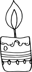 Single candle. drawing in a vector by hand. To design greeting cards for Easter, things, cover, decoupage.