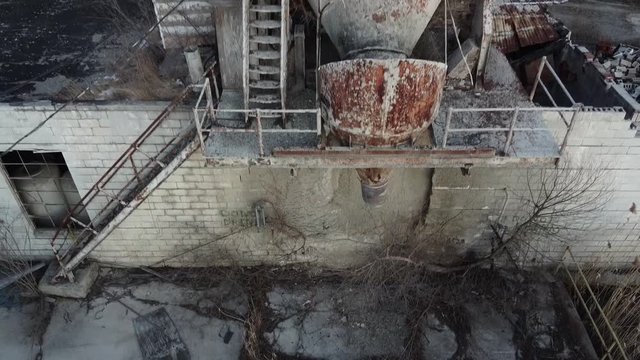 Desolated factory cement mixer in Michigan