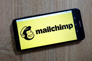 KONSKIE, POLAND - January 10, 2019: Mailchimp logo displayed on smartphone
