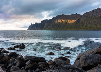 crashing waves at Senja, Norway