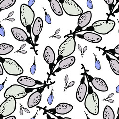 Seamless pattern of the branches. Vector drawing drawn by hand. For the design of covers, fabrics, things, textiles, posters