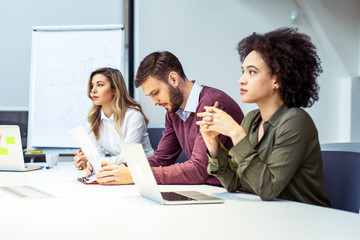 Group of business people having meeting together.