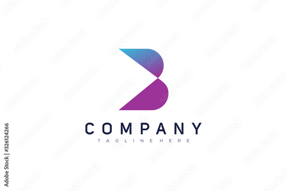 Poster abstract initial letter b logo. flat vector logo design template element.
