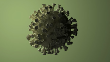 3d image. Close-up image of the coronavirus molecule COVID-19.