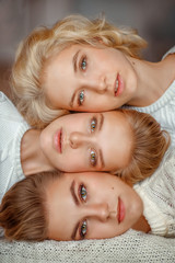  three beautiful girls face to face