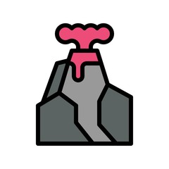 climate related fire volcano or tsunami vector with editable stroke,