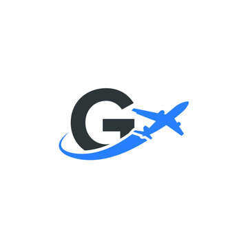 G letter logo with airplane