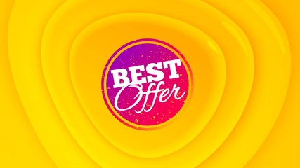 Best offer badge. Geometric plastic design banner. Discount banner shape. Sale coupon bubble icon. Orange shape background. Promotional plastic flyer design. Best offer promotion banner. Vector