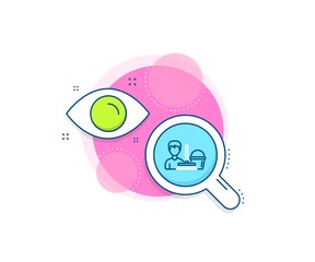 Bucket with mop symbol. Research complex icon. Cleaning service line icon. Washing Housekeeping equipment sign. Analytics or analysis banner. Cleaning service sign. Vector