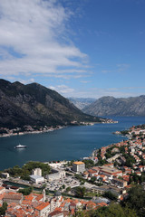 Fototapeta na wymiar Bay of Kotor and old town in summer landscape Montenegro