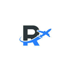R letter logo with airplane.