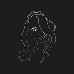 VECTOR stylish original hand-drawn graphics portrait with beautiful young attractive girl model for design. Fashion, style, beauty . Graphic, sketch drawing. eps 10