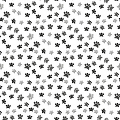 Dog paw print seamless pattern on white background eps10