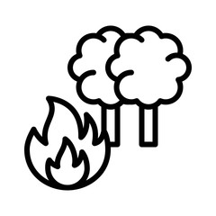 climate related trees with fire or forest fire vector in lineal style,