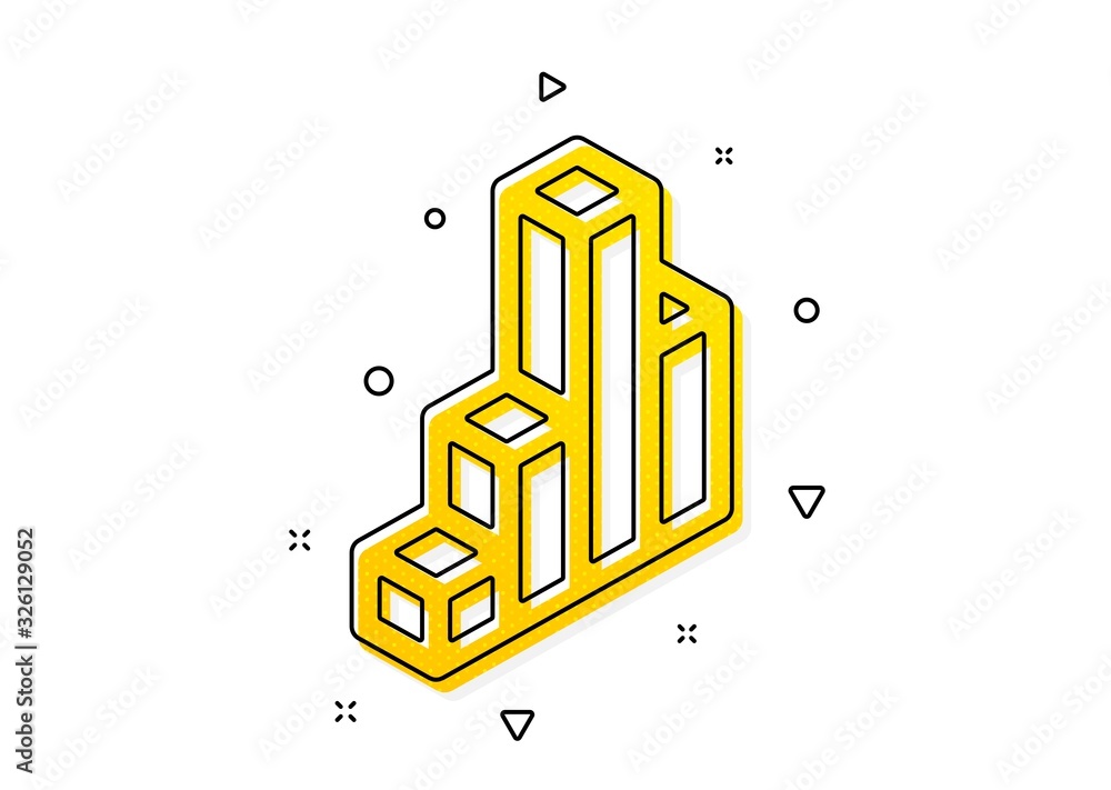 Poster column 3d graph sign. diagram chart icon. market analytics symbol. yellow circles pattern. classic 3