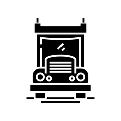 Big truck black icon, concept illustration, vector flat symbol, glyph sign.