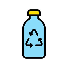 environment related recycle sign on plastic bottle vector with editable stroke,