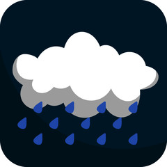 Night Rain - Downpour, Simple Icon With  Blue Background