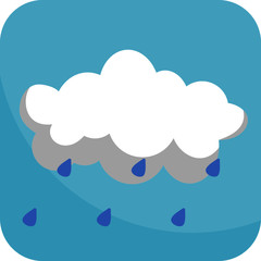 Rain, Simple Icon With  Blue Sky Background