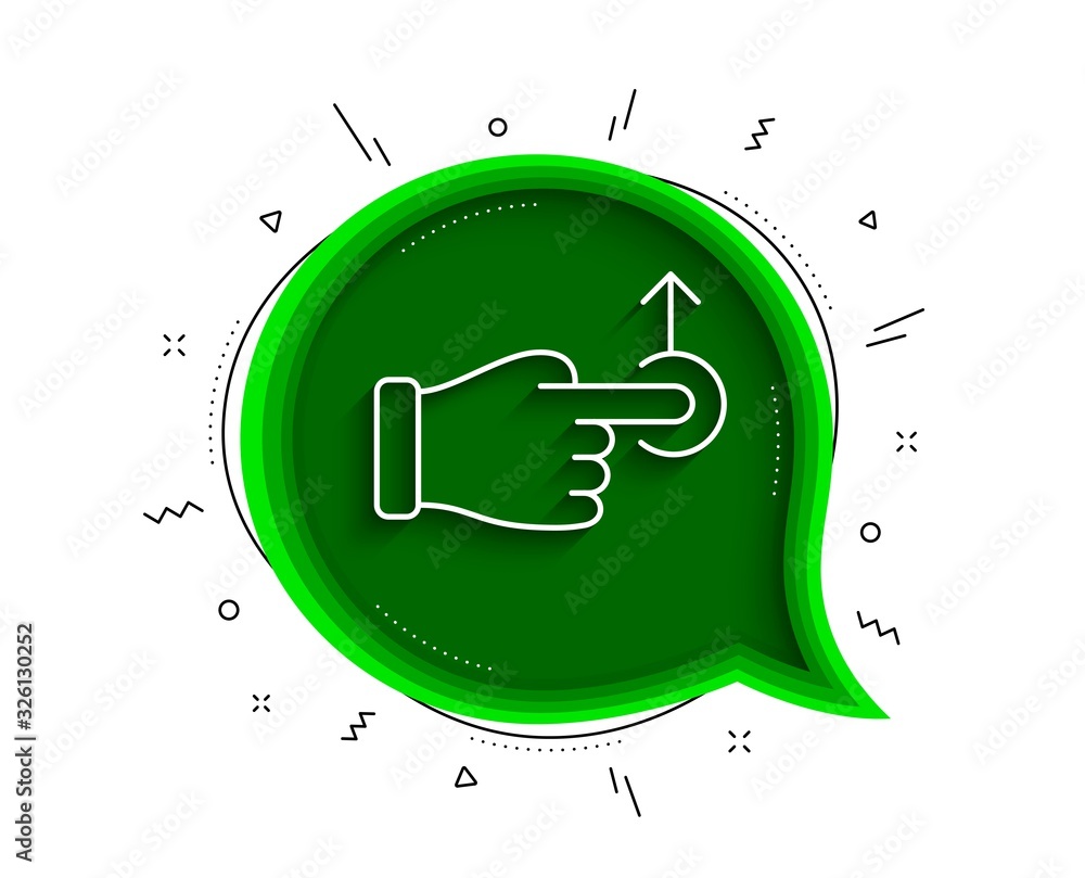 Poster drag drop gesture line icon. chat bubble with shadow. slide arrow sign. swipe action symbol. thin li