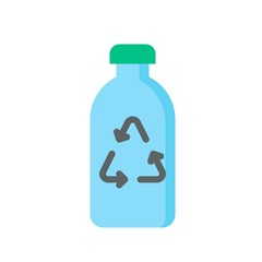 Obraz premium environment related recycle sign on plastic bottle vector in flat style,