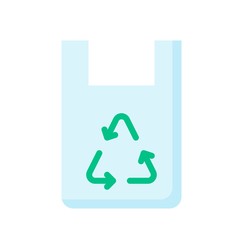 environment related recycle sign on plastic bag vector in flat style,
