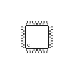 Computer Chip line icon vector illustration in flat