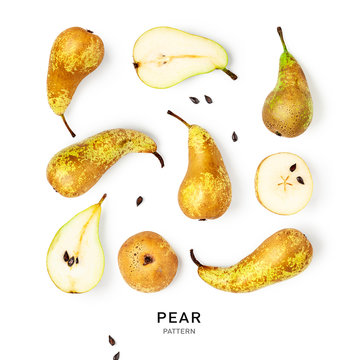 Pear fruits collection and creative pattern