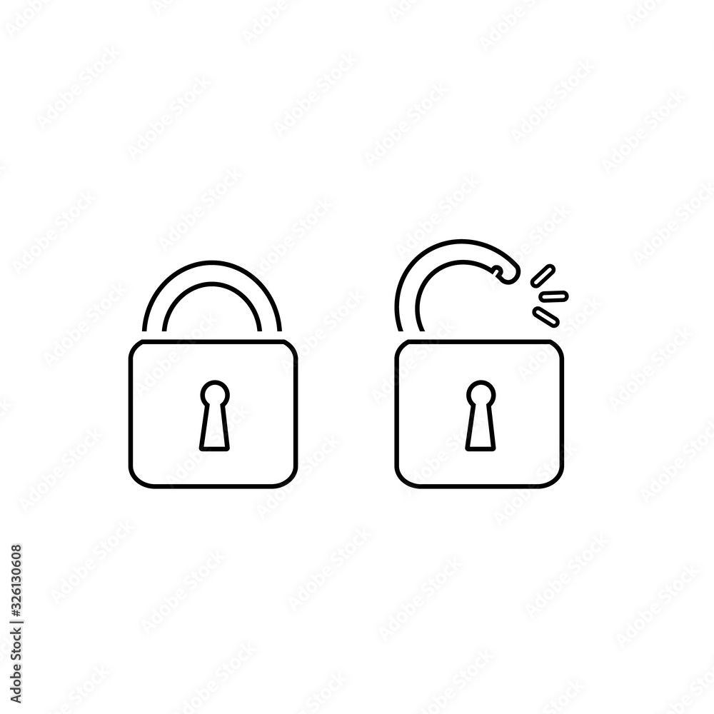 Aufkleber lock line icon in trendy flat style isolated on black background. security symbol for your web site 