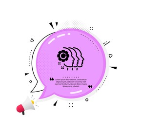 Obraz premium Employees teamwork icon. Quote speech bubble. Collaboration sign. Development partners symbol. Quotation marks. Classic employees teamwork icon. Vector