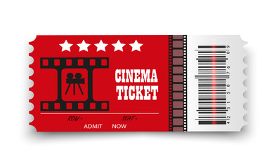 Vector cinema tickets isolated on transparent background. Realistic cinema entrance ticket.