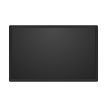 Black television screen isolated on white background. Realistic TV screen. Modern stylish lcd panel, led type. Vector illustration EPS 10.