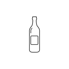 Single flat beer bottle line icon isolated on a white background. Vector