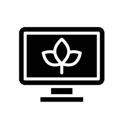 environment related leafs or flower on computer screen vector in solid design,